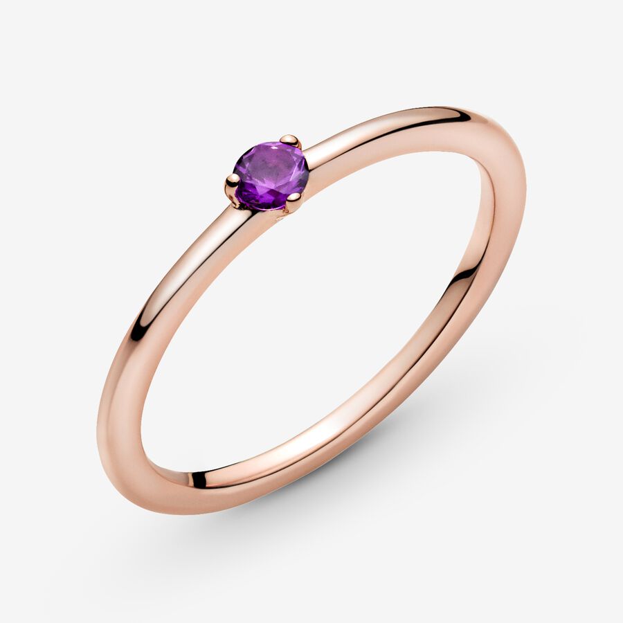 Halo & Solitaire Rings Pandora Purple Ruzove Zlate | SK280FLEH