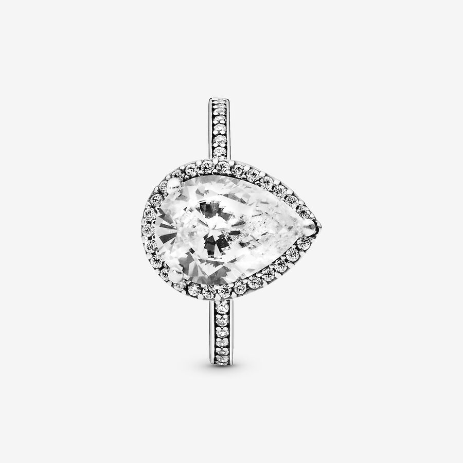 Halo & Solitaire Rings Pandora Radiant Teardrop with Cubic Zirconia Strieborne | SK710MQCS