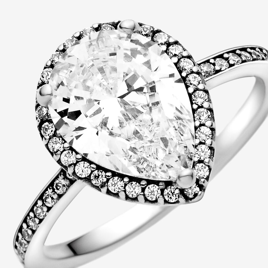 Halo & Solitaire Rings Pandora Radiant Teardrop with Cubic Zirconia Strieborne | SK710MQCS