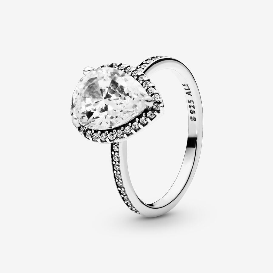 Halo & Solitaire Rings Pandora Radiant Teardrop with Cubic Zirconia Strieborne | SK710MQCS