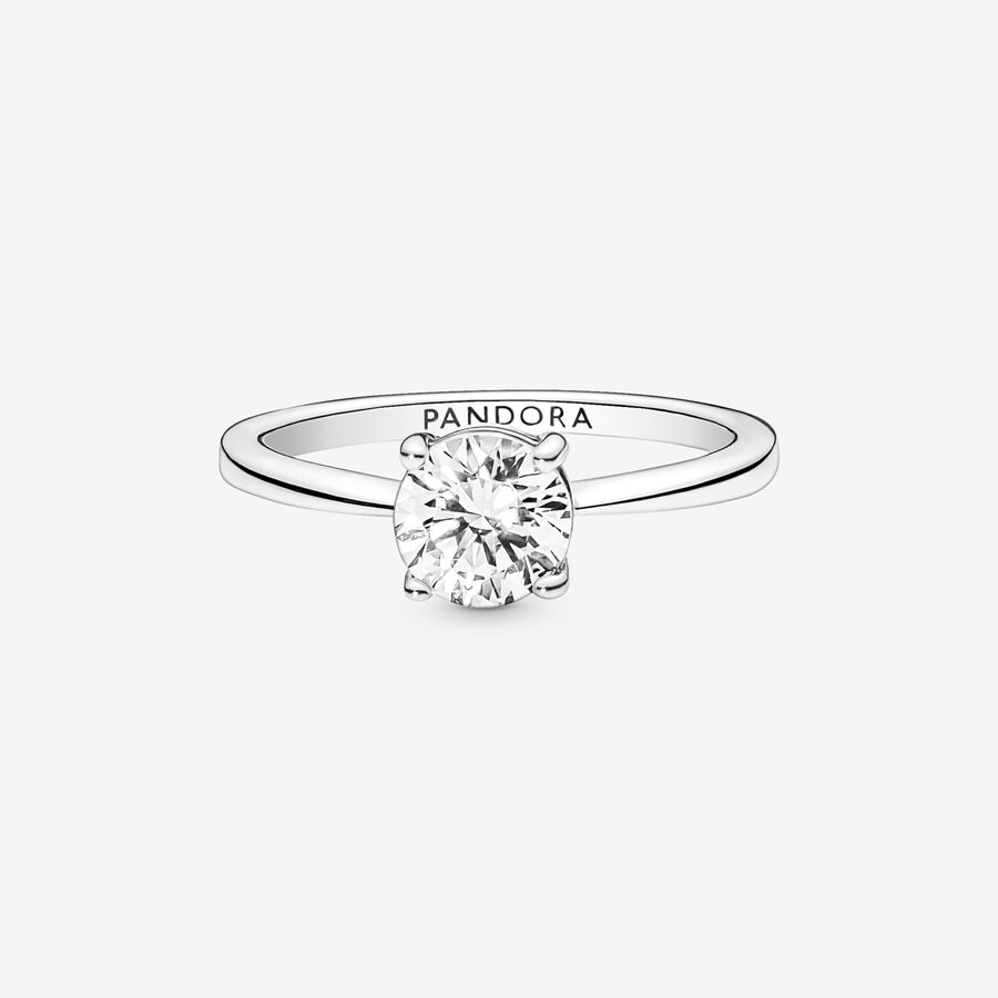 Halo & Solitaire Rings Pandora Sparkling Strieborne | SK128DRBF