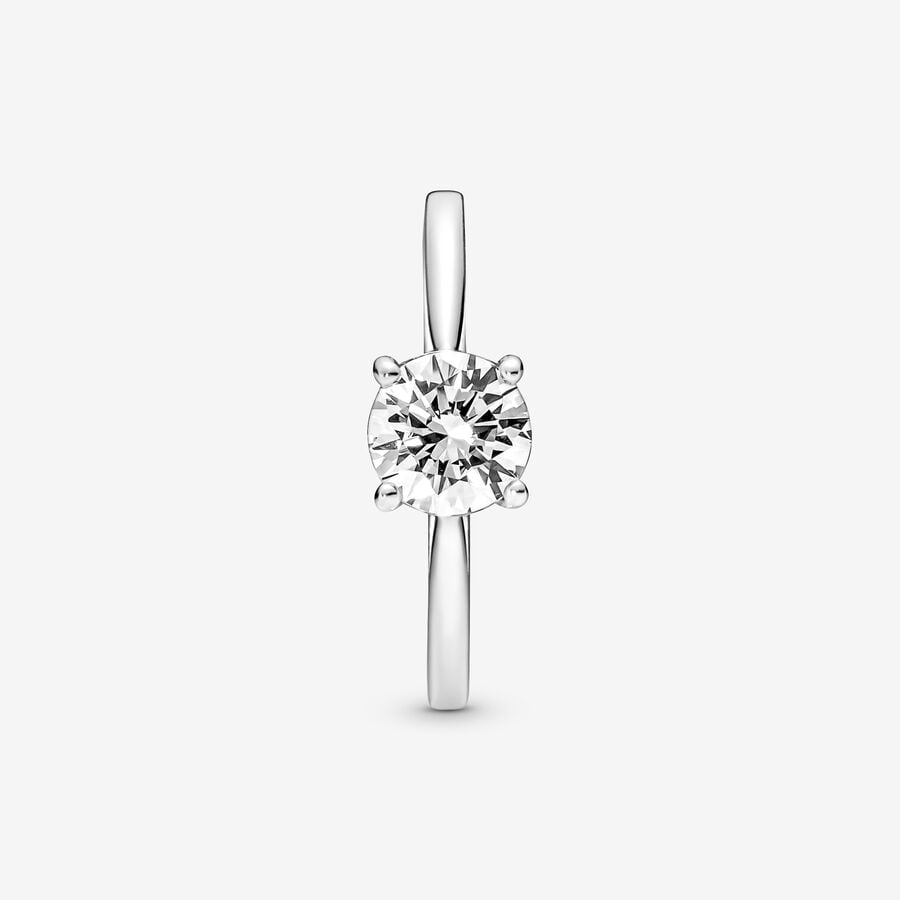 Halo & Solitaire Rings Pandora Sparkling Strieborne | SK128DRBF