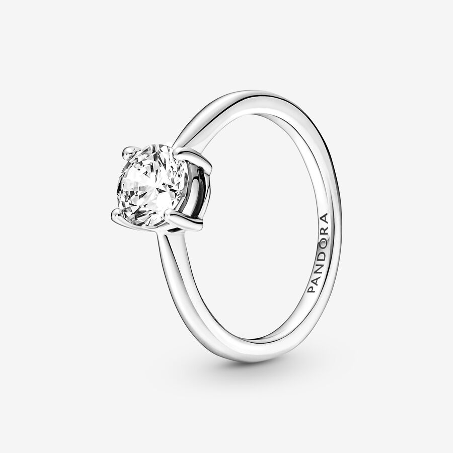 Halo & Solitaire Rings Pandora Sparkling Strieborne | SK128DRBF