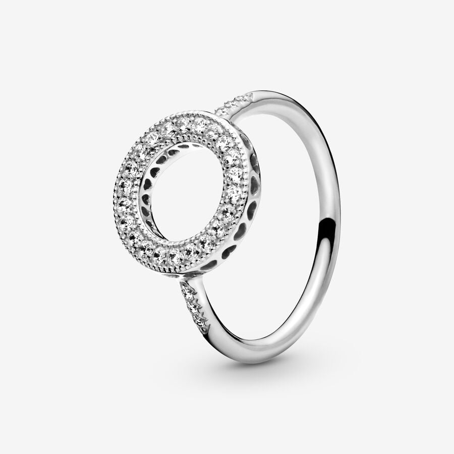 Halo & Solitaire Rings Pandora Sparkling Strieborne | SK136NDBJ