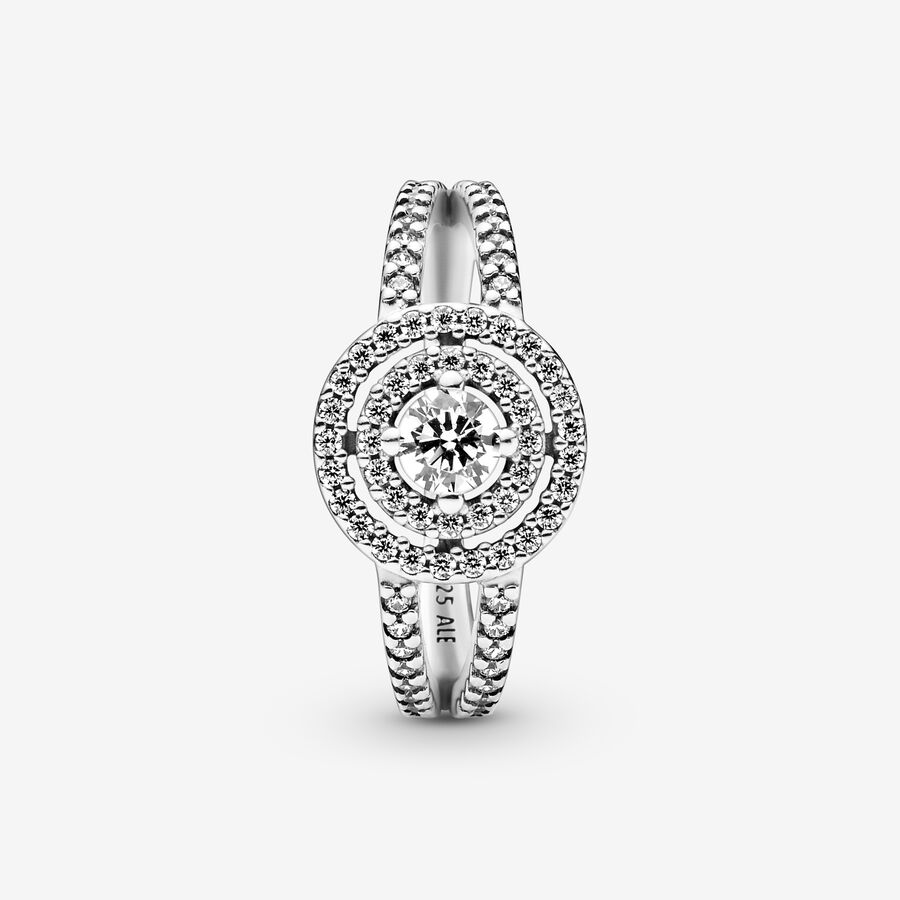 Halo & Solitaire Rings Pandora Sparkling Double Strieborne | SK172SKXR