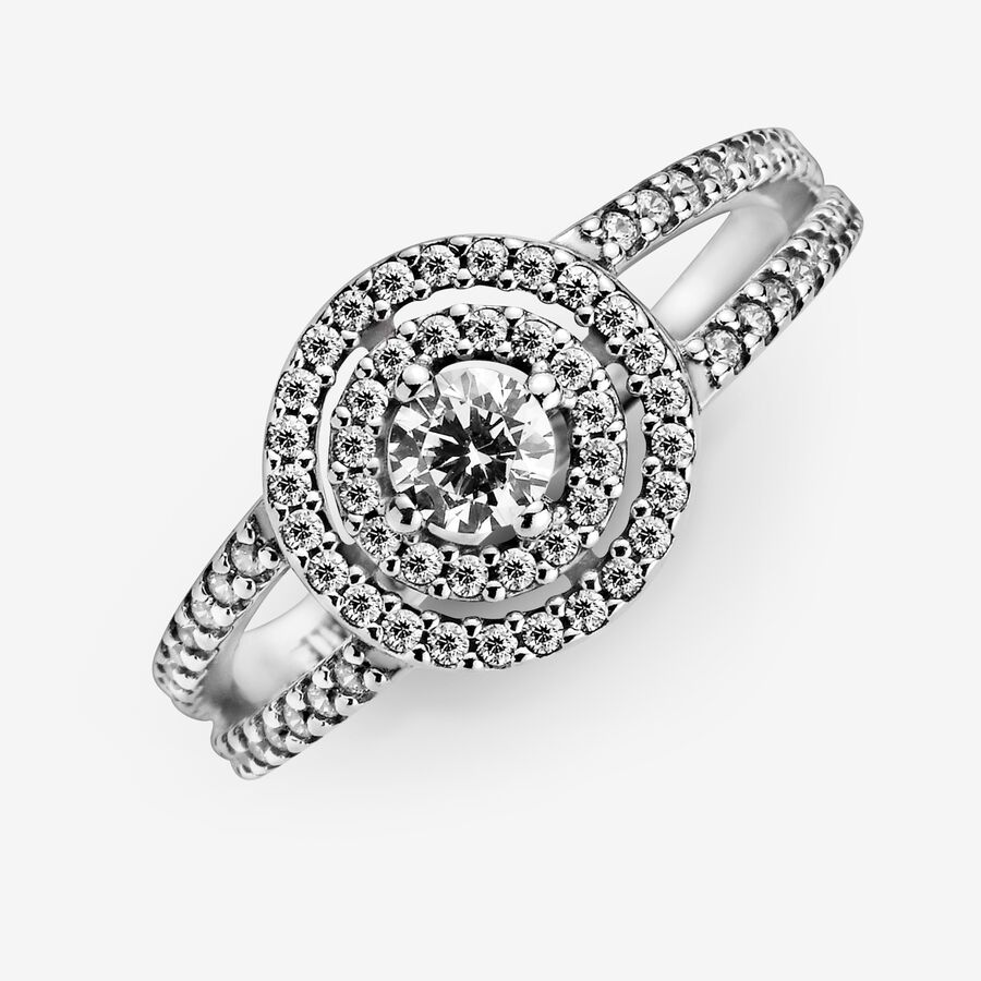 Halo & Solitaire Rings Pandora Sparkling Double Strieborne | SK172SKXR