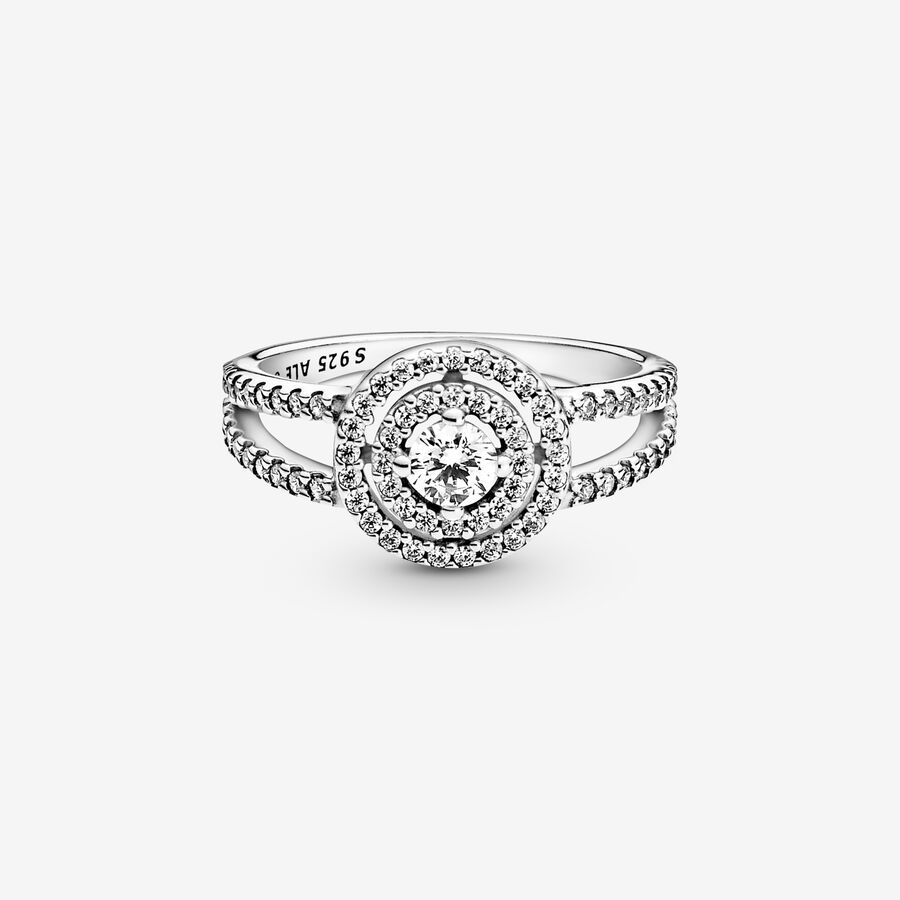 Halo & Solitaire Rings Pandora Sparkling Double Strieborne | SK172SKXR