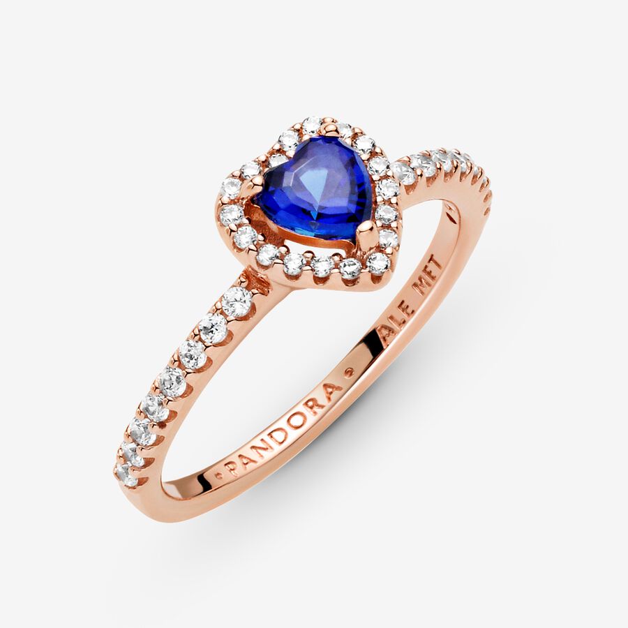 Halo & Solitaire Rings Pandora Sparkling Blue Elevated Ruzove Zlate | SK275TNCF