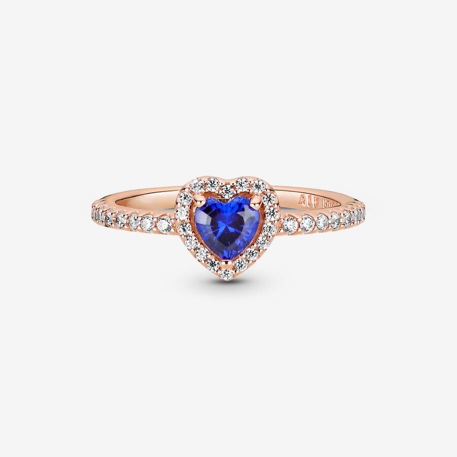 Halo & Solitaire Rings Pandora Sparkling Blue Elevated Ruzove Zlate | SK275TNCF