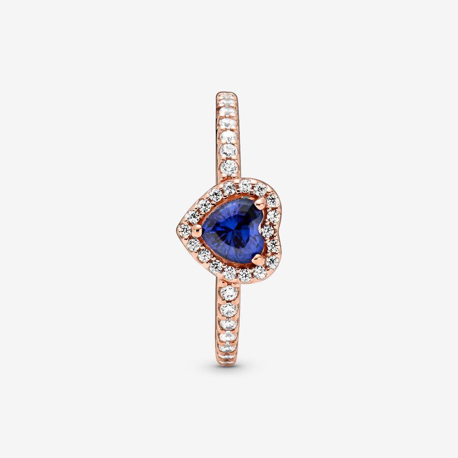 Halo & Solitaire Rings Pandora Sparkling Blue Elevated Ruzove Zlate | SK275TNCF