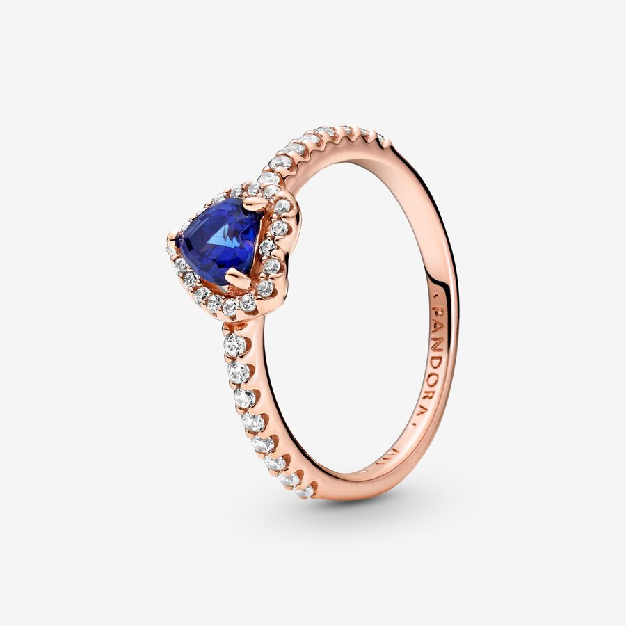 Halo & Solitaire Rings Pandora Sparkling Blue Elevated Ruzove Zlate | SK275TNCF