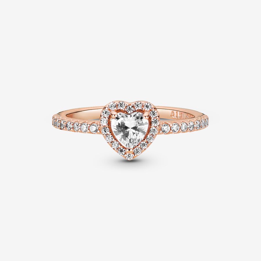 Halo & Solitaire Rings Pandora Sparkling Elevated Ruzove Zlate | SK291CPKZ