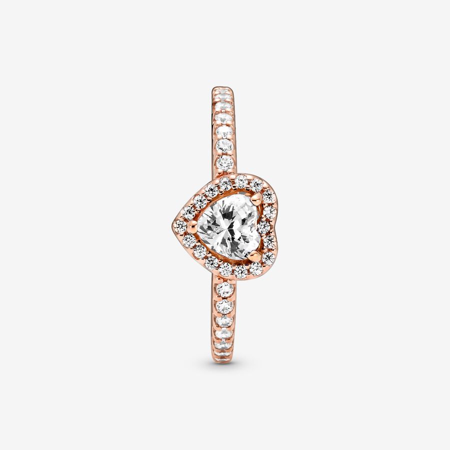 Halo & Solitaire Rings Pandora Sparkling Elevated Ruzove Zlate | SK291CPKZ