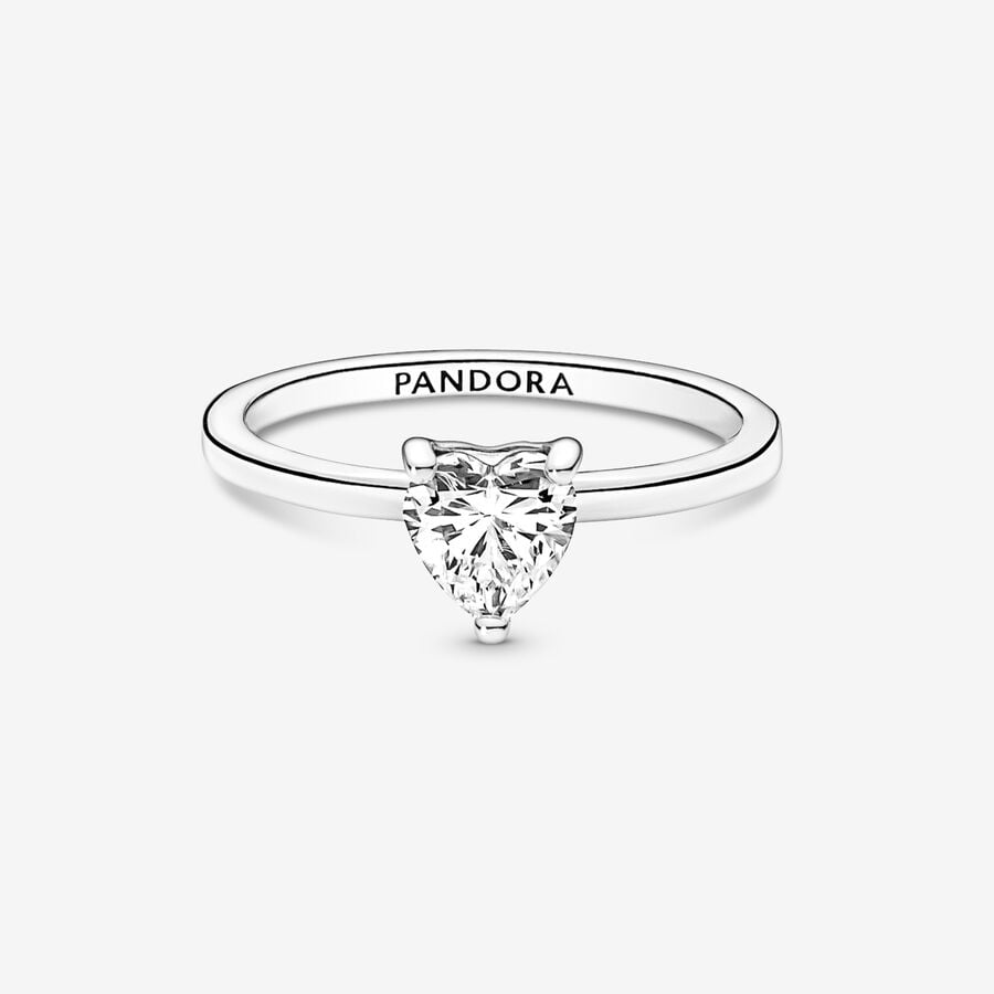 Halo & Solitaire Rings Pandora Sparkling Strieborne | SK604VKUA