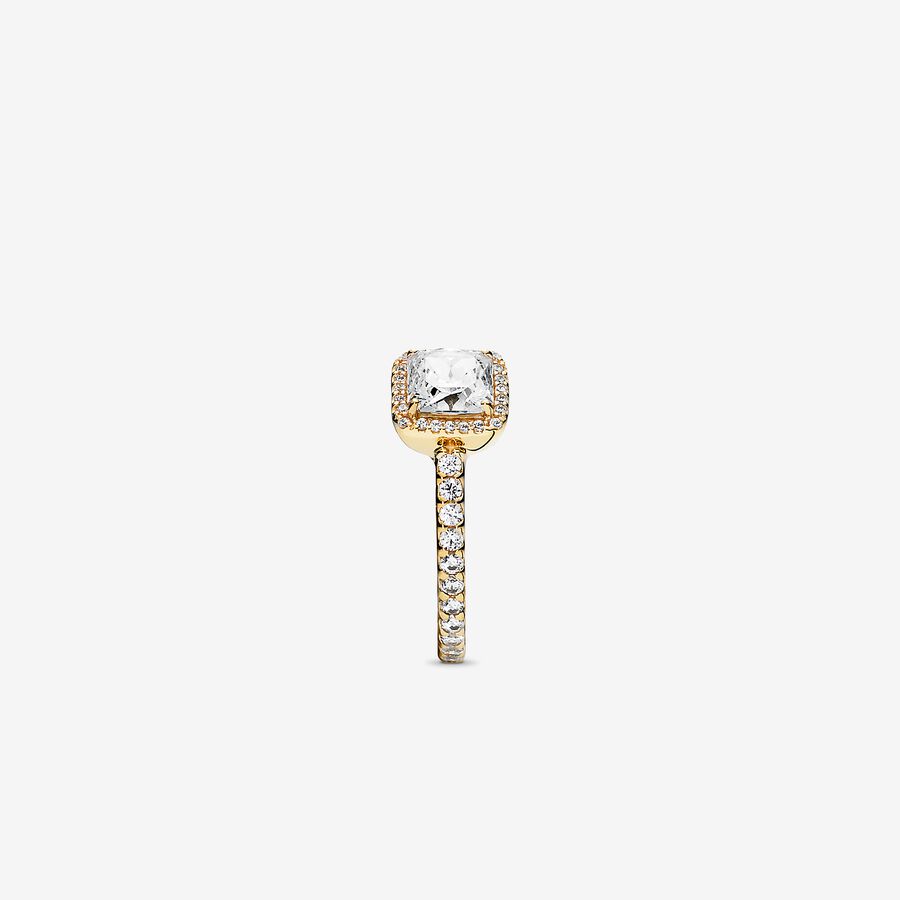 Halo & Solitaire Rings Pandora Square Sparkle Zlate | SK025RWUI