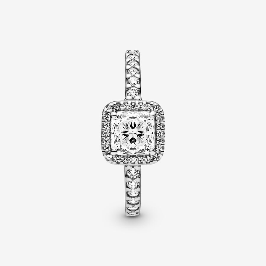 Halo & Solitaire Rings Pandora Square Sparkle Strieborne | SK173ZLPY