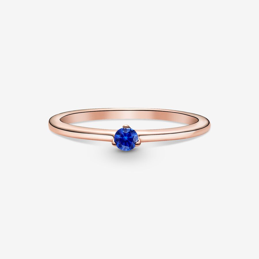 Halo & Solitaire Rings Pandora Stellar Blue Ruzove Zlate | SK539GJMA