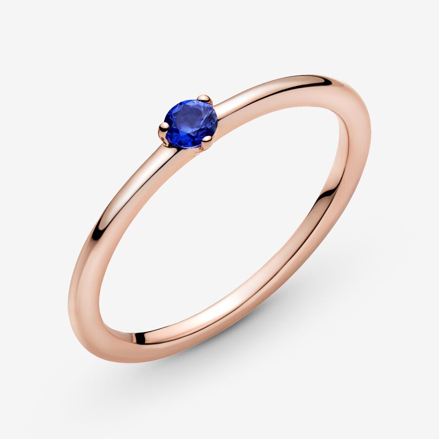 Halo & Solitaire Rings Pandora Stellar Blue Ruzove Zlate | SK539GJMA