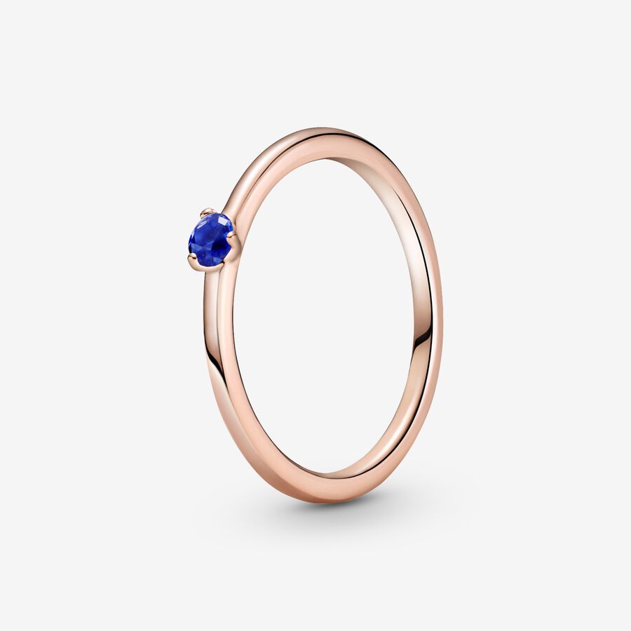 Halo & Solitaire Rings Pandora Stellar Blue Ruzove Zlate | SK539GJMA