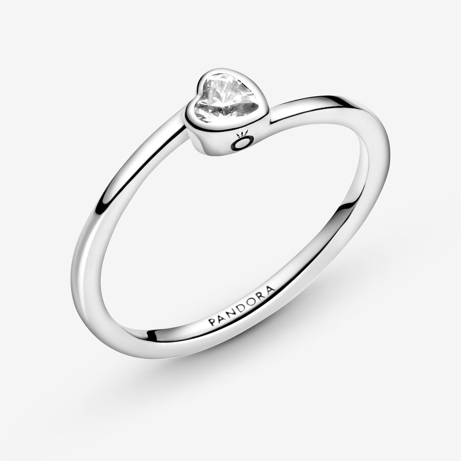 Heart & Promise Rings Pandora Clear Tilted Strieborne | SK805FNVP