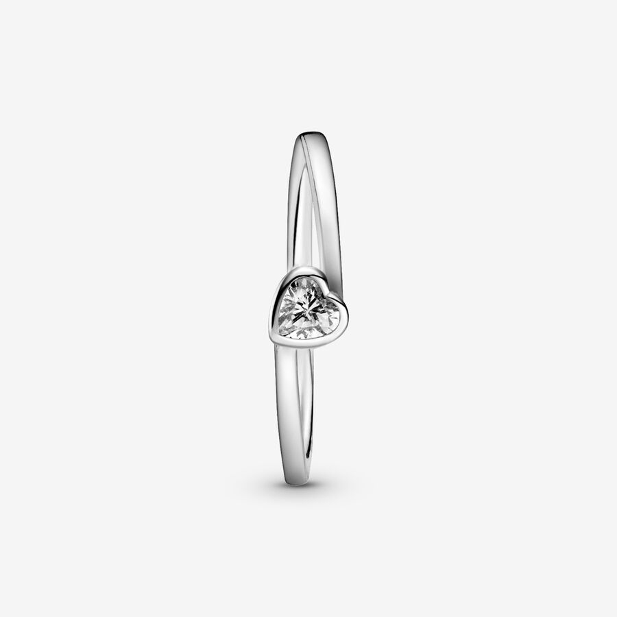 Heart & Promise Rings Pandora Clear Tilted Strieborne | SK805FNVP