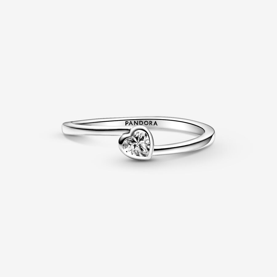 Heart & Promise Rings Pandora Clear Tilted Strieborne | SK805FNVP