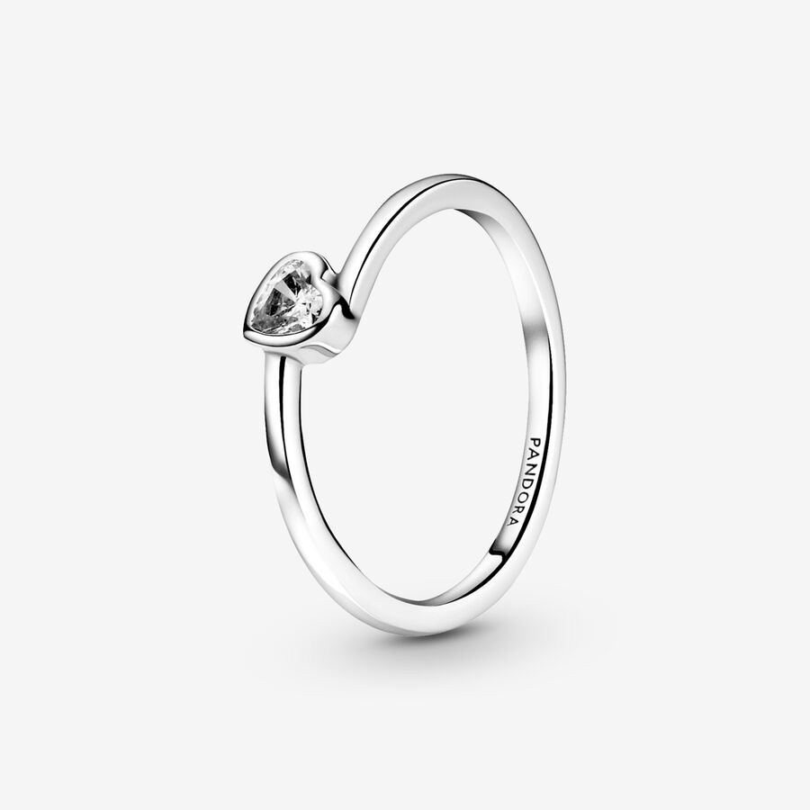 Heart & Promise Rings Pandora Clear Tilted Strieborne | SK805FNVP