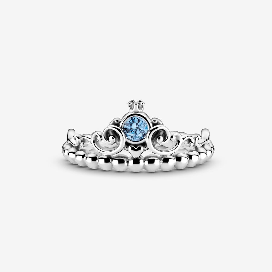 Heart & Promise Rings Pandora Disney Cinderella Blue Tiara Strieborne | SK057FOSG