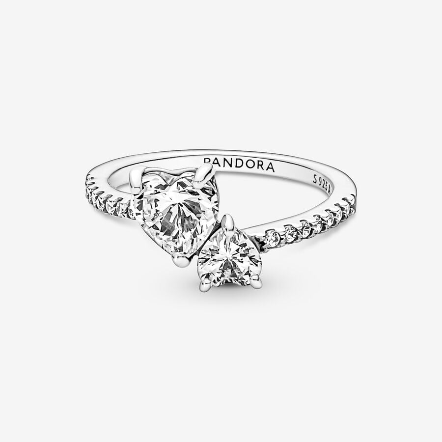 Heart & Promise Rings Pandora Double Sparkling Strieborne | SK745LSIB