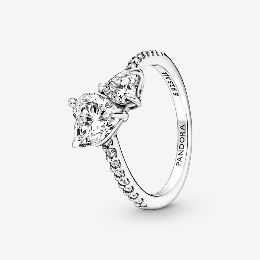 Heart & Promise Rings Pandora Double Sparkling Strieborne | SK745LSIB