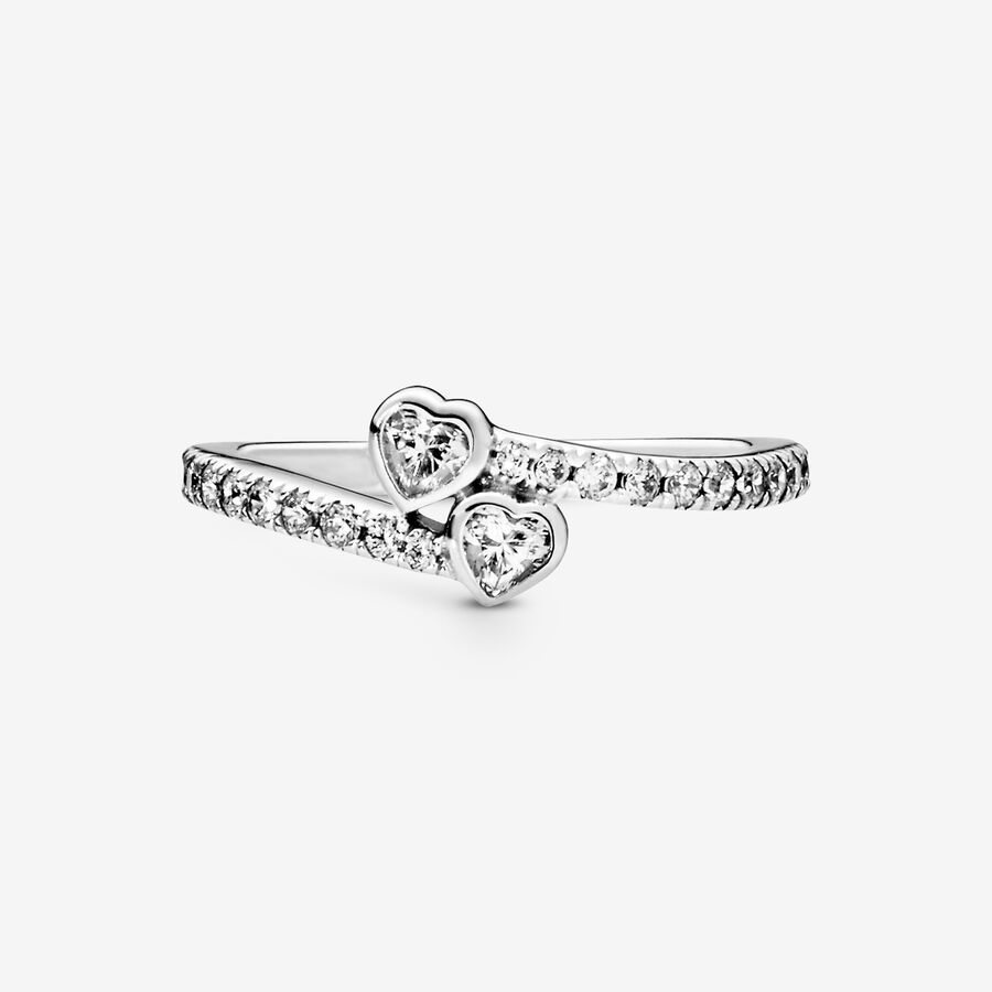 Heart & Promise Rings Pandora Forever Hearts & Love with Cubic Zirconia Strieborne | SK125JGWK