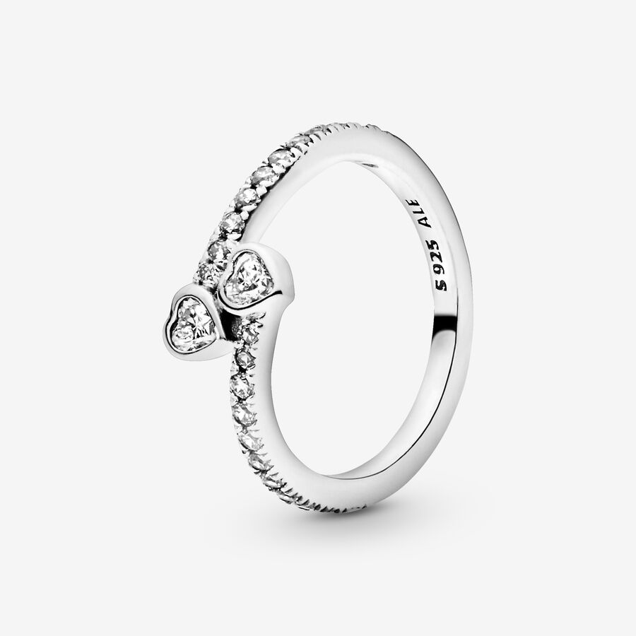 Heart & Promise Rings Pandora Forever Hearts & Love with Cubic Zirconia Strieborne | SK125JGWK