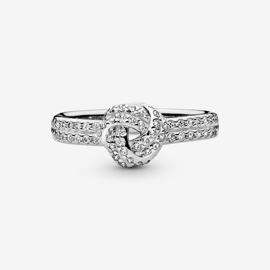 Heart & Promise Rings Pandora Sparkling Hearts & Love Knot with Cubic Zirconia Strieborne | SK361HKEV