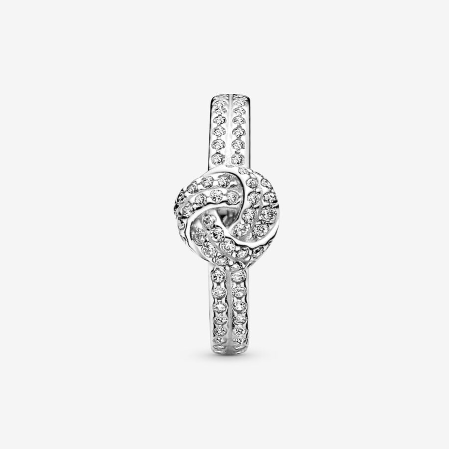 Heart & Promise Rings Pandora Sparkling Hearts & Love Knot with Cubic Zirconia Strieborne | SK361HKEV