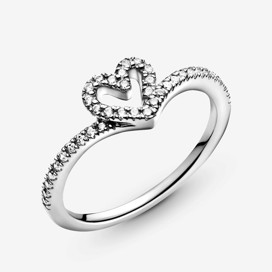 Heart & Promise Rings Pandora Sparkling Wishbone Strieborne | SK479DUGV