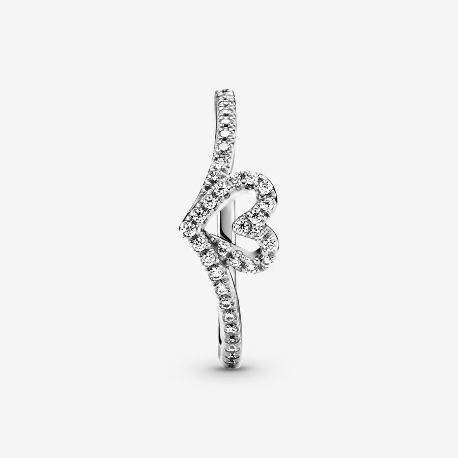 Heart & Promise Rings Pandora Sparkling Wishbone Strieborne | SK479DUGV