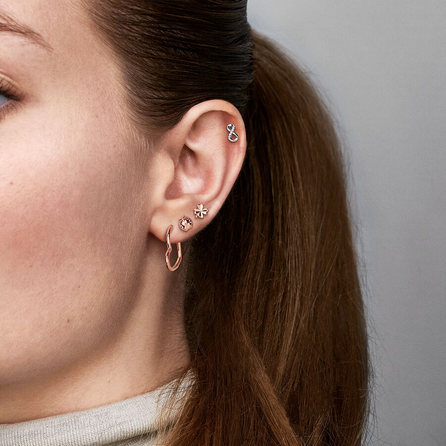 Hoop Earrings Pandora Asymmetrical Ruzove Zlate | SK268YWFG