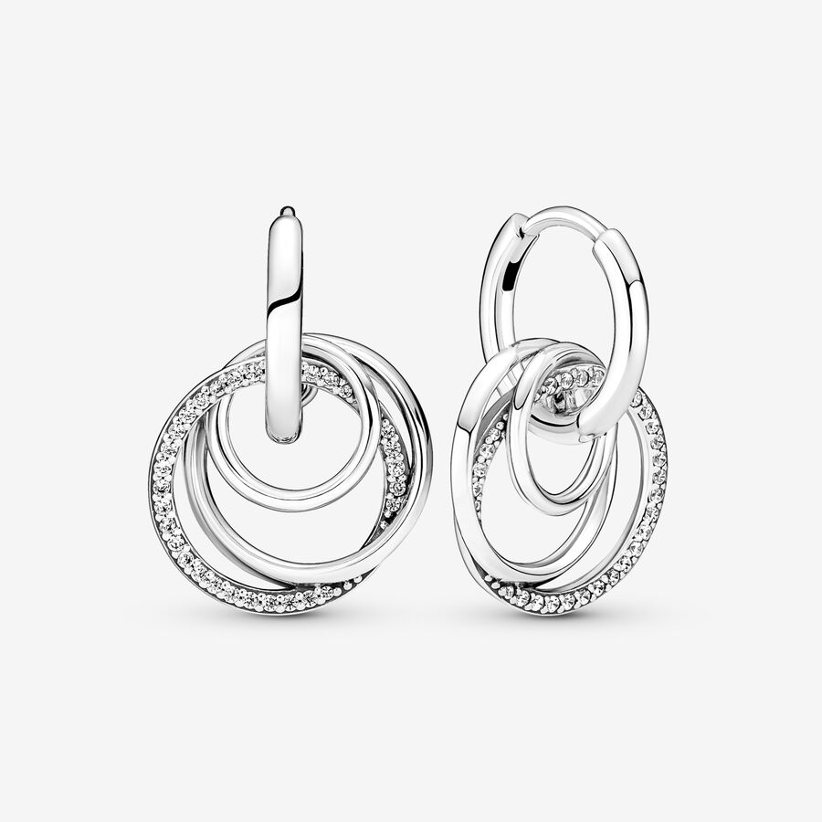 Hoop Earrings Pandora Family & Friends Always Encircled Strieborne | SK527RALM