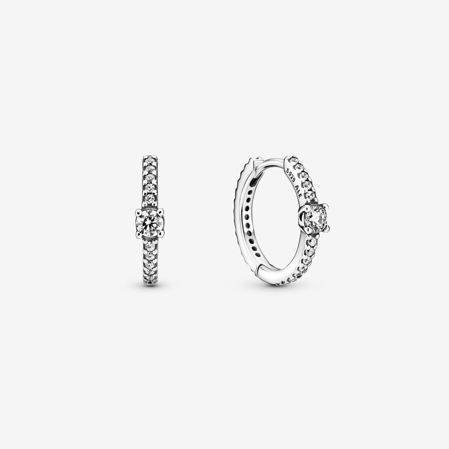 Hoop Earrings Pandora Sparkling Strieborne | SK968PUIL