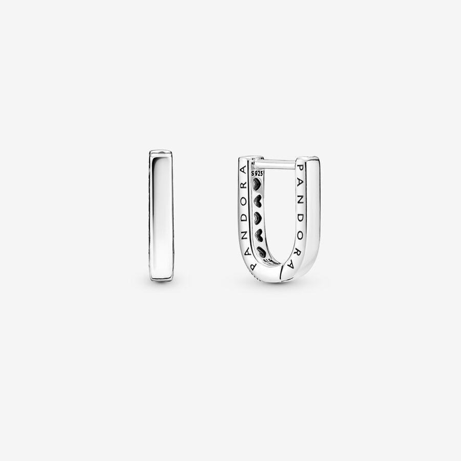 Hoop Earrings Pandora U-shaped Strieborne | SK650IVPE