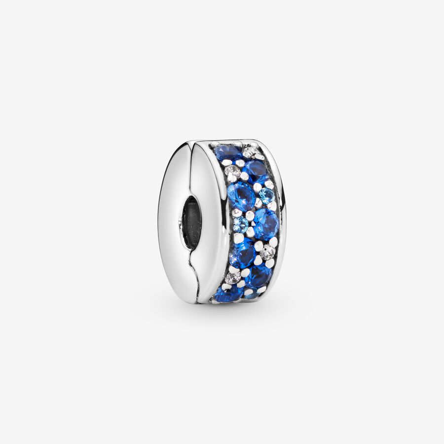 Klipy Pandora Blue Pave Clip Strieborne | SK407MZEV