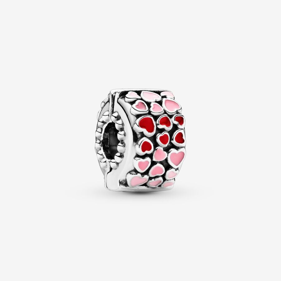 Klipy Pandora Burst of Hearts & Love Clip with Mixed Enamel Strieborne | SK532OGSR