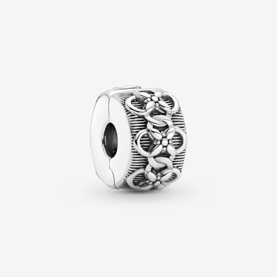 Klipy Pandora Flower Pattern Clip Strieborne | SK052THLG