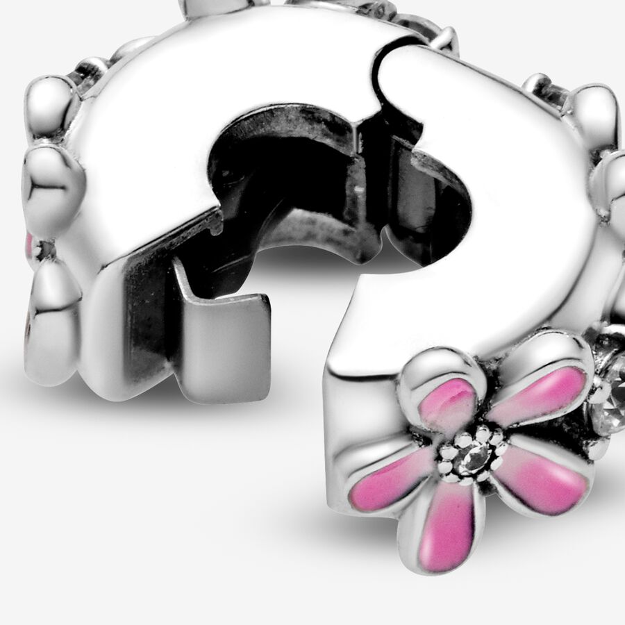 Klipy Pandora Pink Daisy Flower Clip Strieborne | SK360HOBY