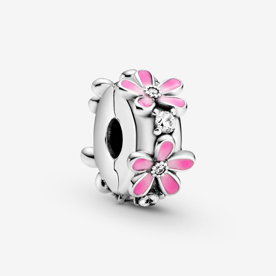 Klipy Pandora Pink Daisy Flower Clip Strieborne | SK360HOBY