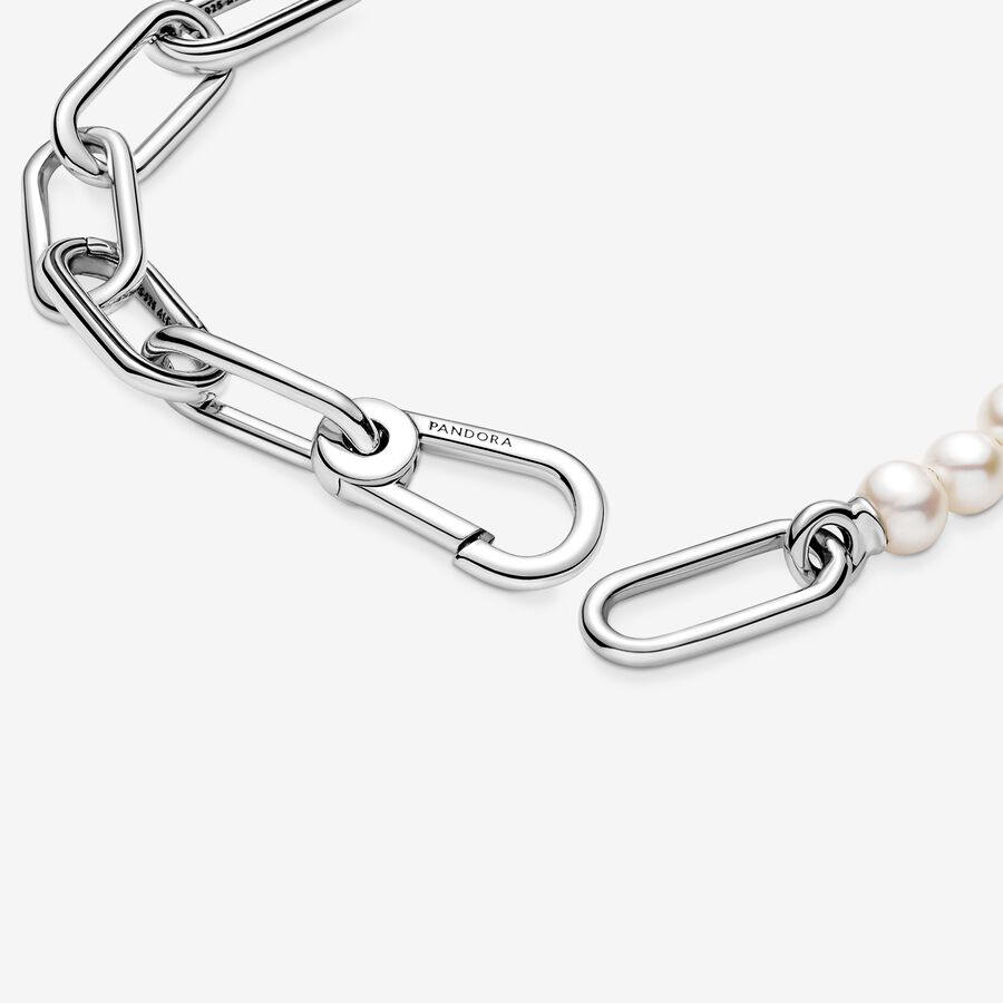 Link Bracelets Pandora ME Treated Freshwater Cultured Pearl Strieborne | SK213CYZL