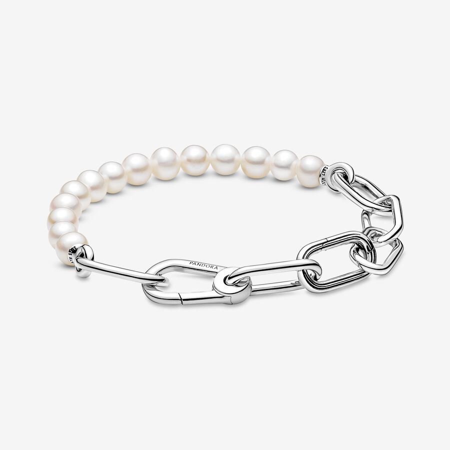 Link Bracelets Pandora ME Treated Freshwater Cultured Pearl Strieborne | SK213CYZL