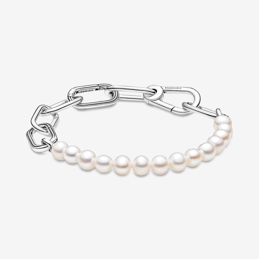 Link Bracelets Pandora ME Treated Freshwater Cultured Pearl Strieborne | SK213CYZL