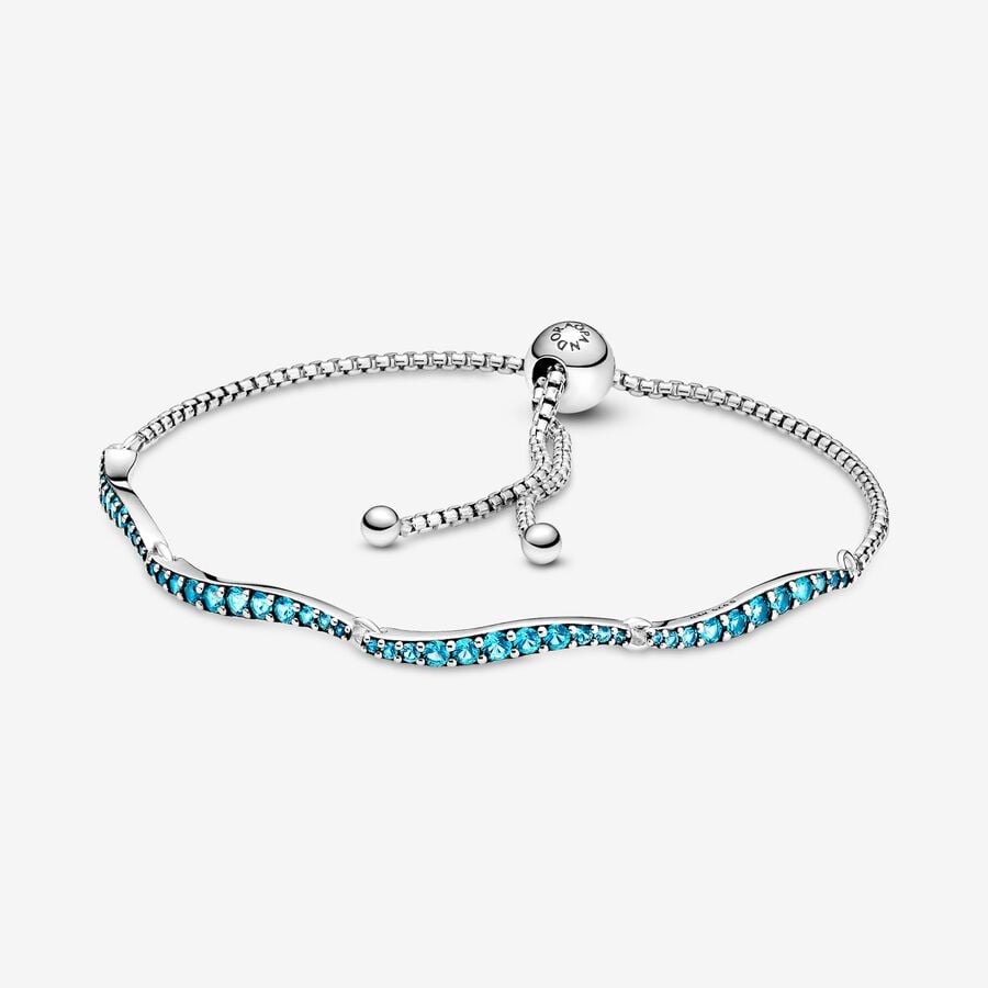 Non Charm Bracelets Pandora Blue Wavy Slider Strieborne | SK751ZKOQ