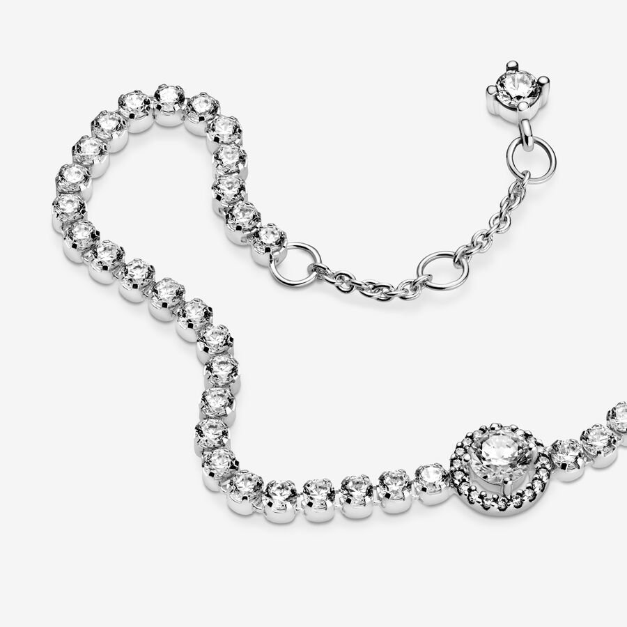 Non Charm Bracelets Pandora Sparkling Tenisove Strieborne | SK207KCOY